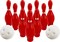 4E's Novelty Valentines Day Bowling Game Set – 10 Red Pins with White Hearts, 2 Balls, Indoor/Outdoor Party Game, Classroom & Galentines Activity for Kids & Adults